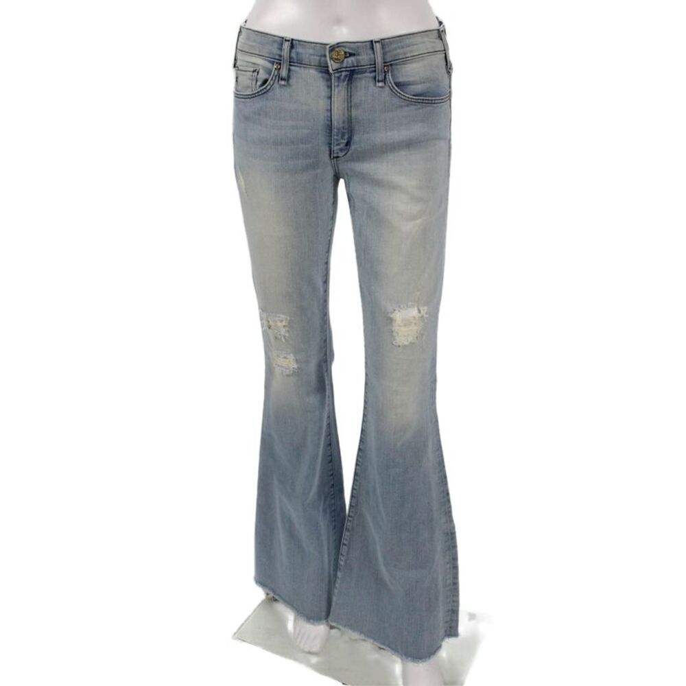 McGuire Womens Flared Jeans Blue Low Rise Button 32 Inseam Size 26